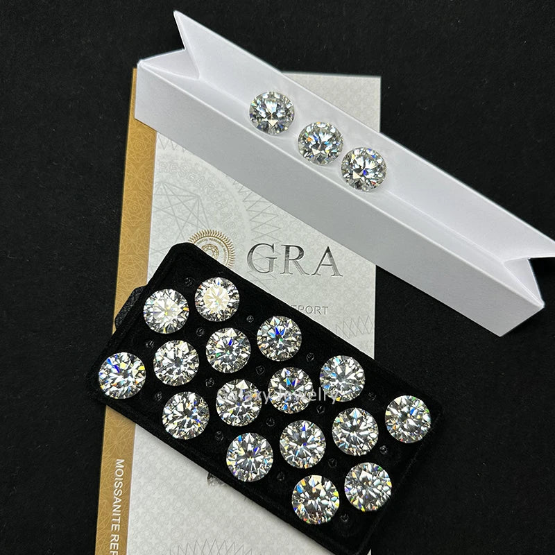 White Color Moissanite Round Brilliant Cut D Color Moissanite Loose Stones Synthetic Moissanite Pass Diamond Tester