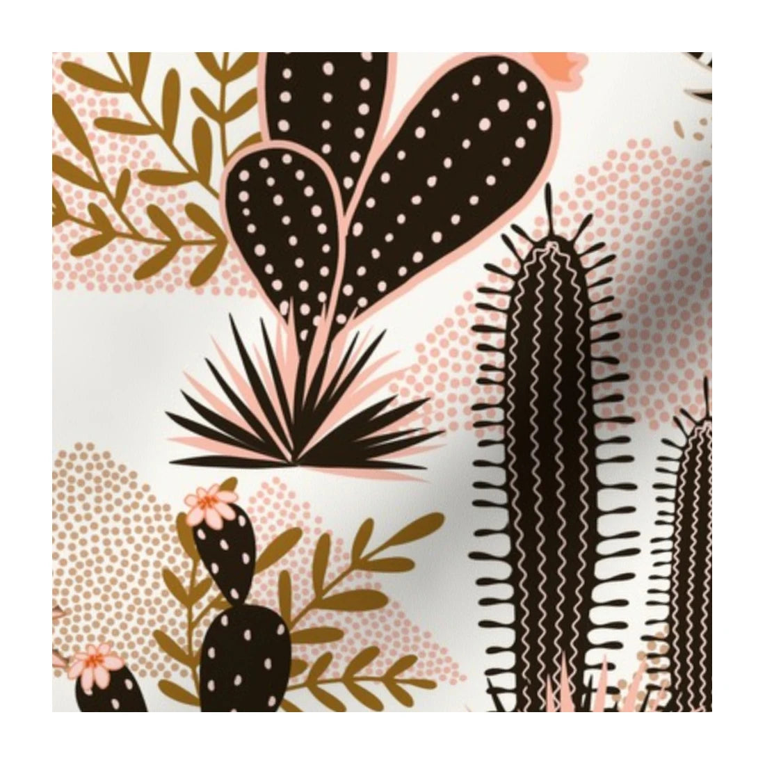 Home Western Blush Navy Cactus Printed Lightweight 100% Polyester Spandex Stretch Fabric for Girls' Swimwear