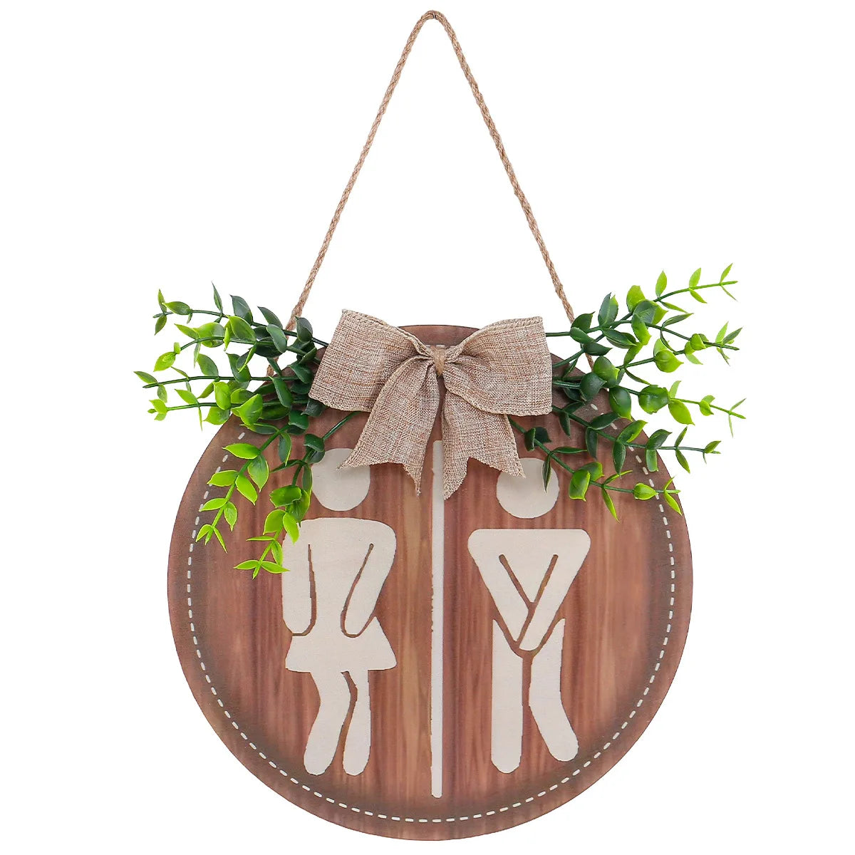 New Wooden Toilet Gender Wooden Sign Bathroom Circular Sign Door Number Wall Hanging Farmhouse Decoration Sign