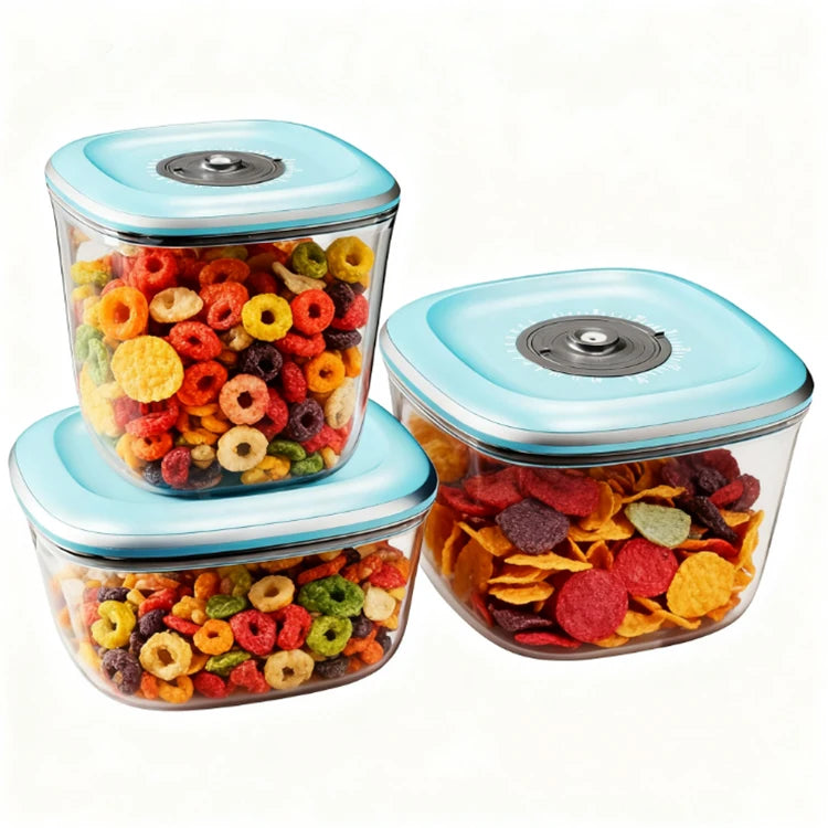 Premium BPA-Free Plastic Airtight Vacuum Storage Container Clip-On Lid Square 1.0L/1.5L/2.0L Waterproof Kitchen Food Storage