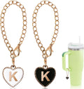Letter DIY Accessories for Tumbler Decor Name Initial Letter Chains Heart Shape Pendant Water Bottle Label Mini Tumbler Keychain