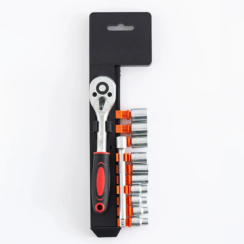 12pcs 1/4 Inch Ratchet Socket Wrench Set Drive Socket Set with 10 Sockets and Quick Released Ratchet Handle and Extension Bar