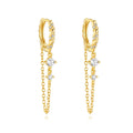 Trendy Tassel Water Drop S925 Silver Round Zircon Stud Earring Hoop Earring for Women