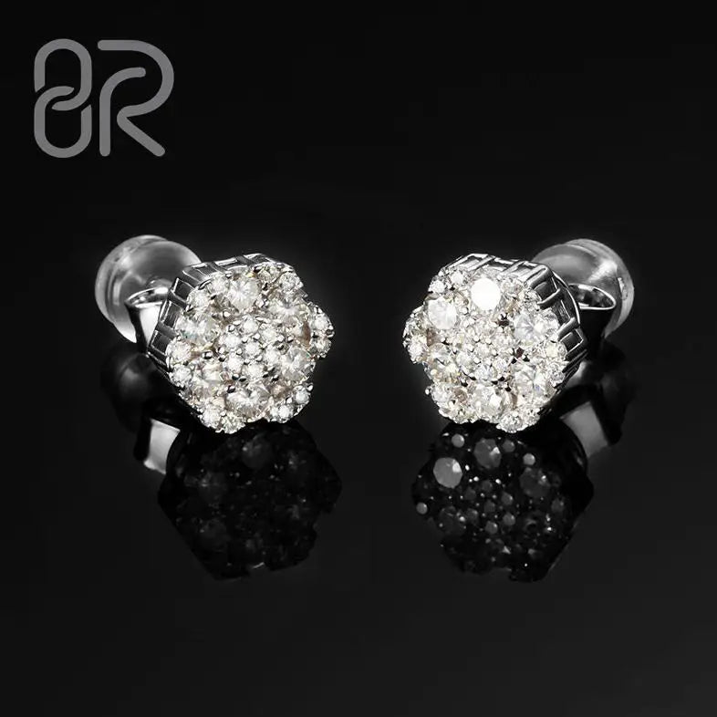 9MM Stud Earrings VVS Diamond Moissanite Hot Sale Bling Iced Out Thick 925 Silver for Women Fine Wholesale Jewelry