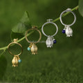 Lotus Fun 925 Sterling Silver Natural Lapis Gemstone Creative Vintage Fine Jewelry Fresh Redbud Bell Flower Earrings for Women
