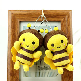 HOT Bee Plush Keychains Toys Stuffed Cartoon Animal Honeybee Cute Mini Doll Soft Decor Bee Happy Plush Keychain Children Gift