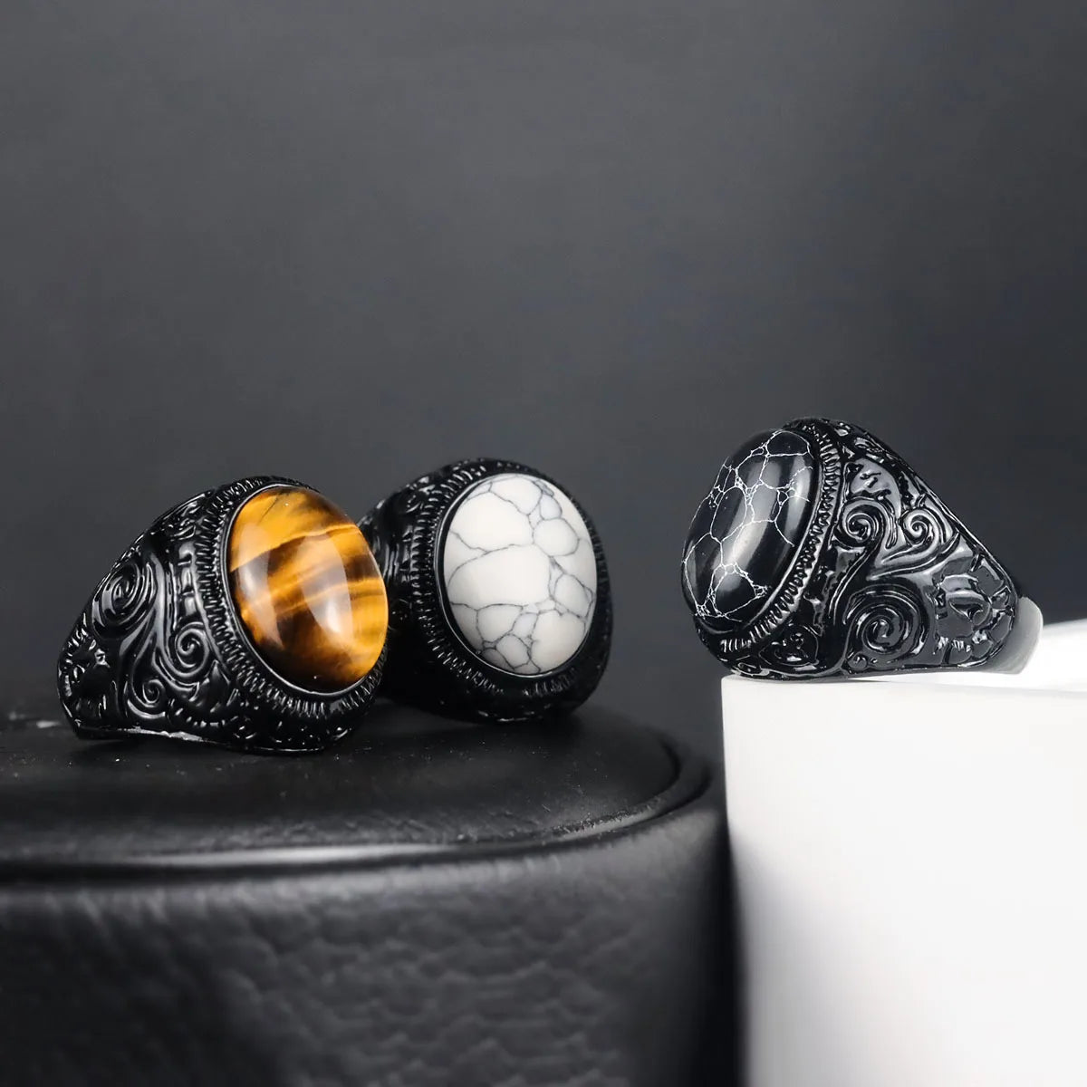 Fenyi Wholesale Alloy Jewelry Men's Black Retro Fashion Simple Exquisite Punk Street Personality Ethnic Style Ring