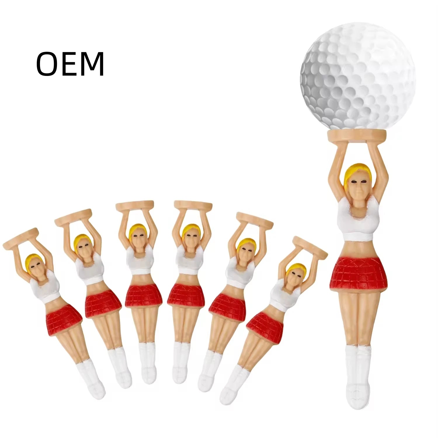 New Durable Plastic Golf Tees Golf Accessory Nail Art Balls Cheerleading Bikini Club Fun Qiangjian Brand Model 1128 70mm 1000