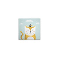 Made In Germany - Home Decor Canvas Picture Cat Nursery - Wall Mural In Blue And Yellow - Canvas Picture On Stretcher Frame