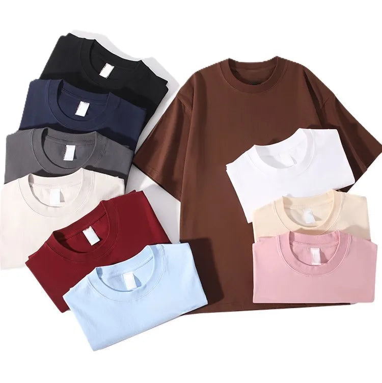 Bangladesh China Factory Price Men's 260g Heavyweight Combed Cotton Drop Shoulder T Shirt Loose Fit OEM Customizable T Shirt