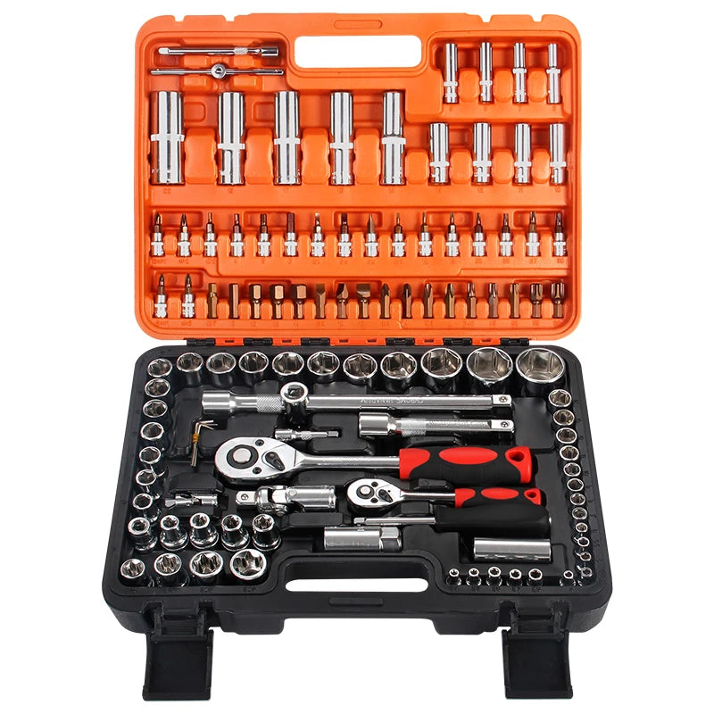 Srunv Car Repairing Tools Mechanic Tooling Kit Set 108 Pcs  1/2" 1/4"Dr Socket Wrench Set Kit