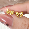 Foxi Ready to Ship Stud Earrings Trendy Minimalist Women Jewelry Aretes Small Ribbon Bow Earrings