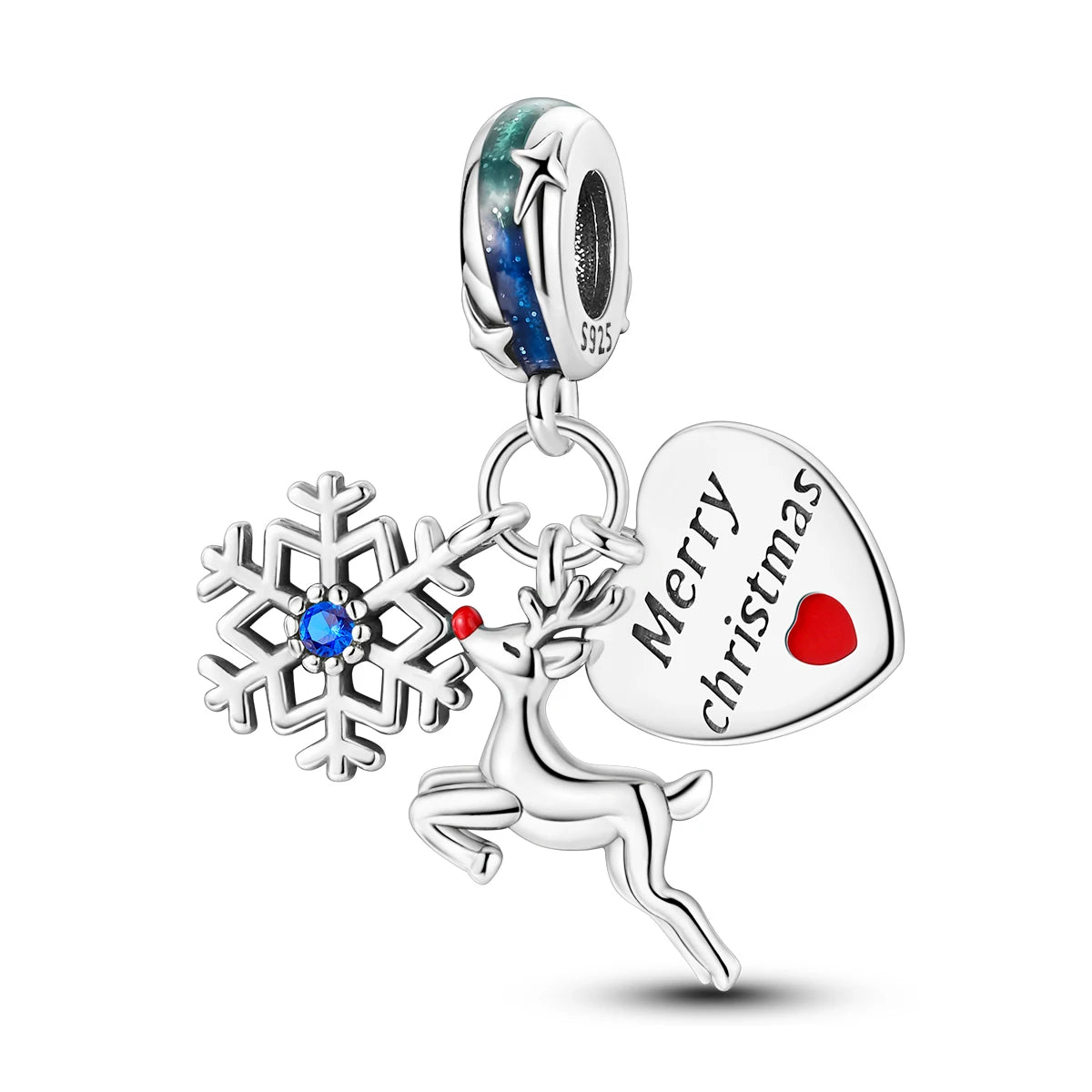 Silver Fashion Christmas Reindeer Message Plaque Charms Pendant with Zircon Classic Jewelry Children Weddings Parties