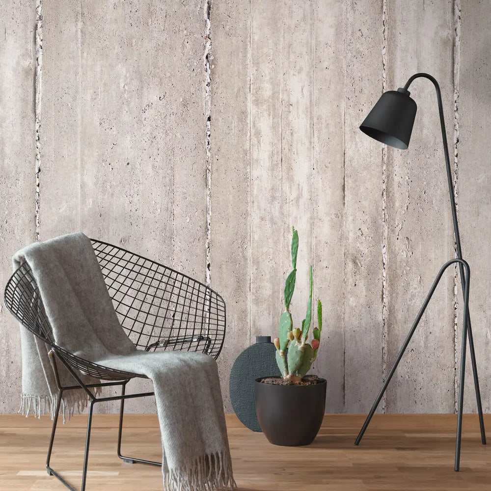 Germany Made Concrete Look Photo Wallpaper Mural Non Woven Vinyl Easy DIY Installation Grey Cream 2.80x1.59m Hospital Mall