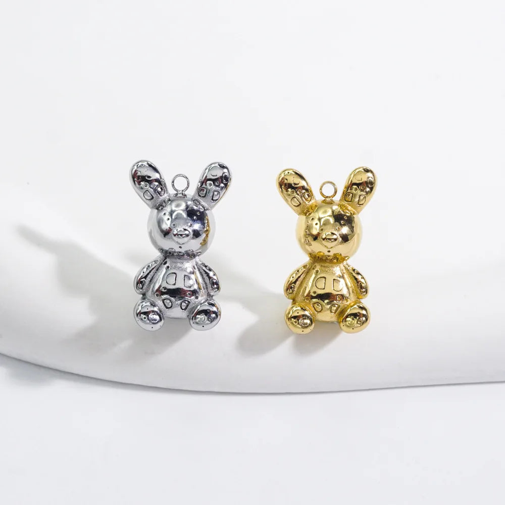 Cute Rabbit Pendant Charm Stainless Steel Titanium Steel Color Preserving Pendant DIY Necklace Keychain Jewelry