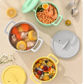 LifeTop Silicone Microwave Steamer Pot with Handle & Lid Food-Grade Steamer Bowl Heat-Resistant Cooker with Steam Holes