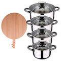 8pc stainless steel cookware set suitable for induction San Ignacio Premium Collection + Round 38x28x1.5cm beechwood cutting