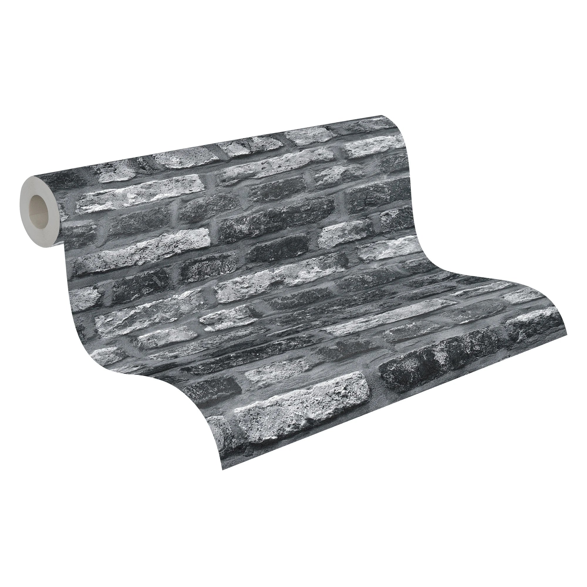 Made in Germany - Wallpaper rolls Stone Grey Black - Non Woven Vinyl - Modern Wallpaper Stone Look for Walls - 1005 x 053 m