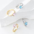 OAHLAN S925 Sterling Silver Hoop Earrings Geometric Heart Shaped Blue Zircon Fine Jewelry for Women's Parties Wedding Gifts