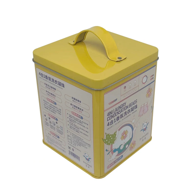 Hot Selling Customized Full Printing Square Metal Box Cookie Chocolate Packaging Food Storage Tin Box With Handle