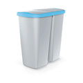 45L waste bin with 2 separate lids white and blue