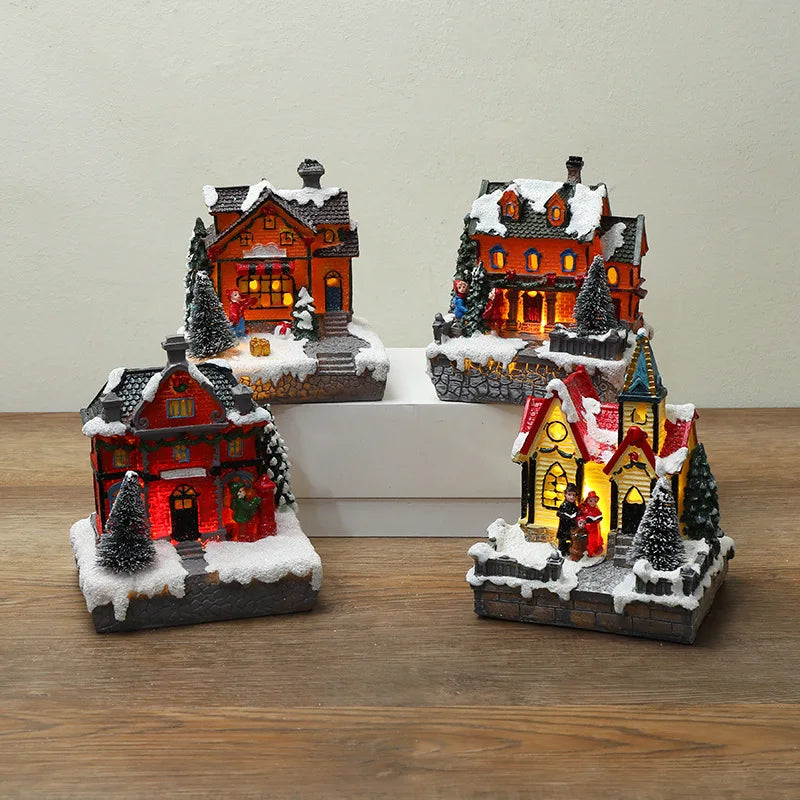 Christmas Luminous Small House  Led with Light House Novelty Gifts Christmas Decoration Gift Resin Crafts