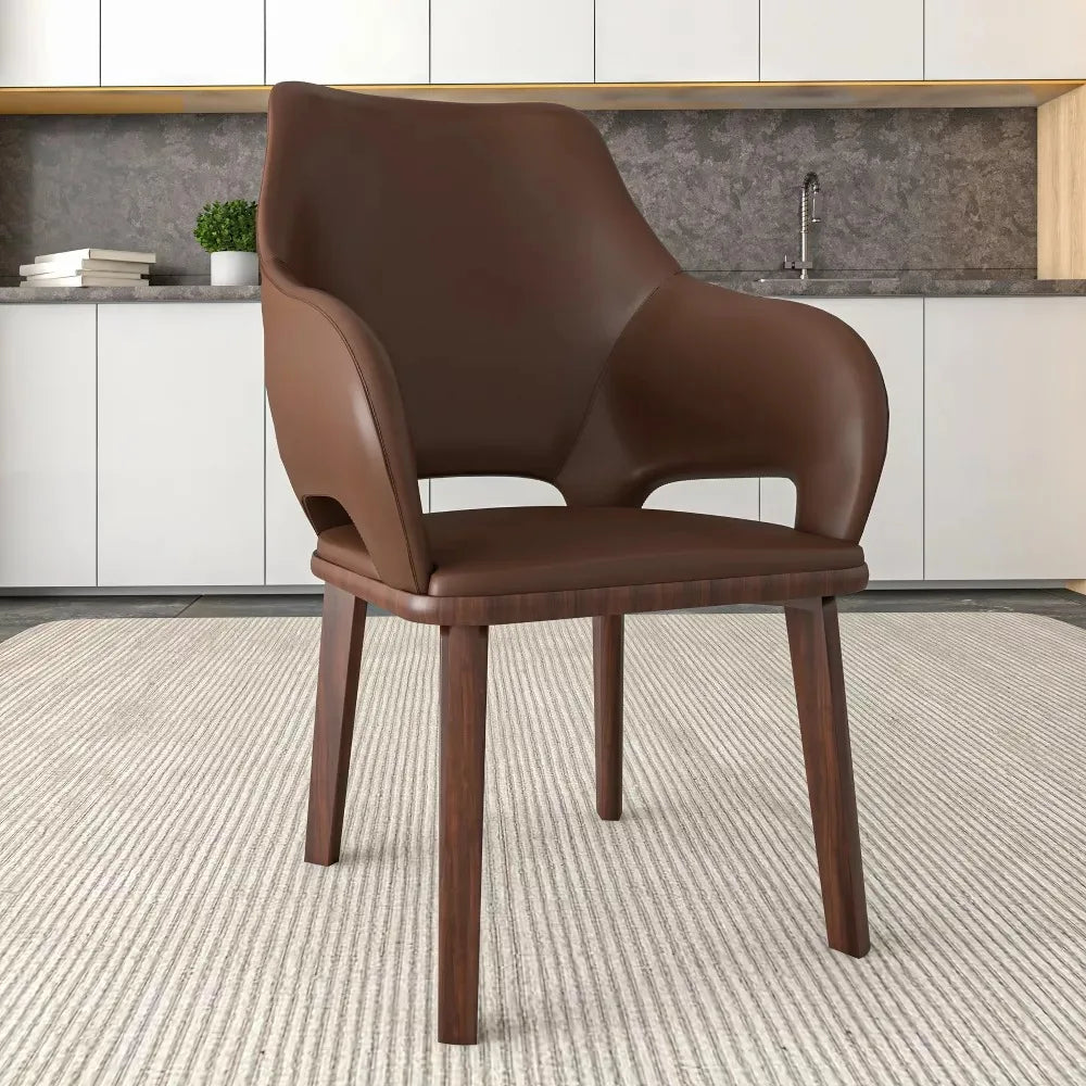 Luxurious Modern Wooden Dining Chairs Sumptuous Design and Ergonomic Elements Textured Leather Fabric for Dining Room Furniture