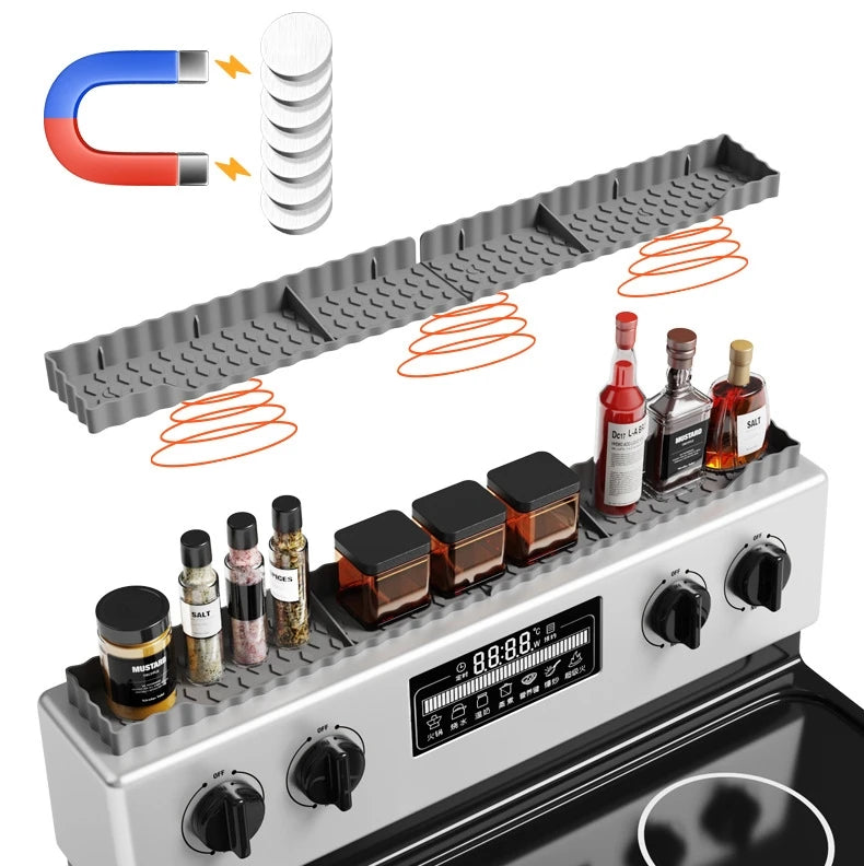 LifeTop Silicone Stove Top Shelf 30 Inch Silicone Material Magnetic Shelf for StoveKitchen Spice Rack Organizer
