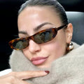 2025 Fashion Retro Men Black Narrow Frame Cat Eye Sun Glasses UV400 Small Frame Rectangle Sunglasses for Women