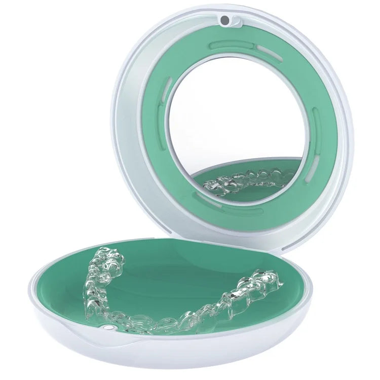 White Dental Retainer Box With Rotary Vent Hole Fashion Design Retainer Case With Silicone Liner China Supplier Retainer Case