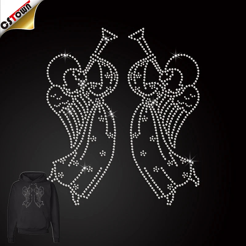 Trending Products 2024 Girls Play Trumpet Iron on T Shirt Design Bling Rhinestone Heat Transfer De