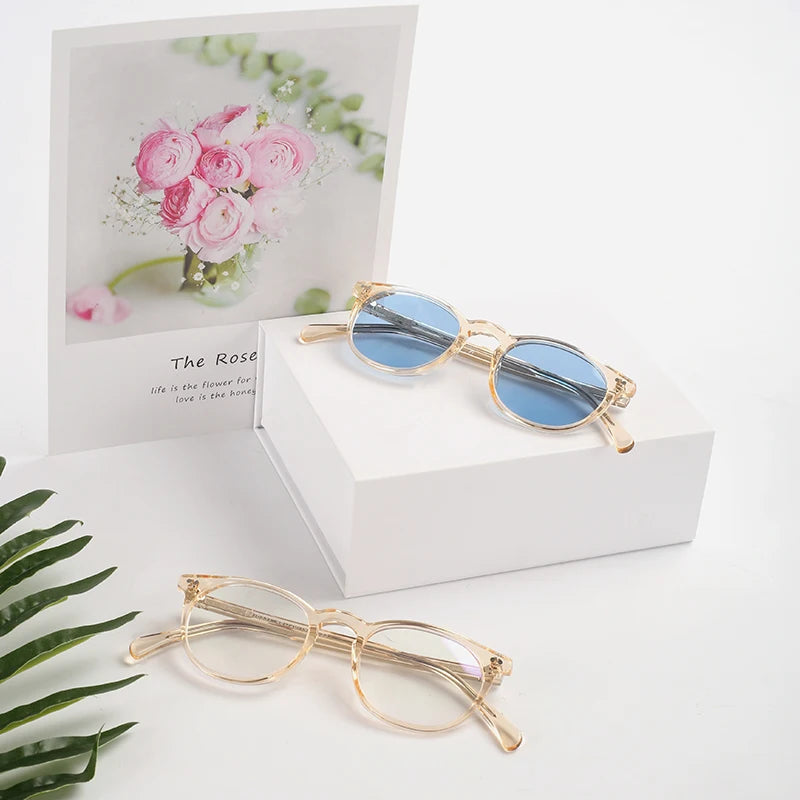 Fashion Designer Transparent Clear Retro Acetate Frames Acetate Frame Stint Lenses Sunglasses