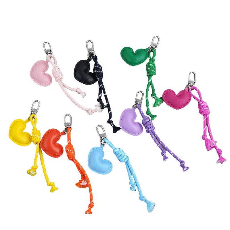 Creative Pu Leather love Knot Rope With Acrylic Balloon Dog Alloy Pendant Key Chain Decorative Pendant Small Fresh Bag Pendant