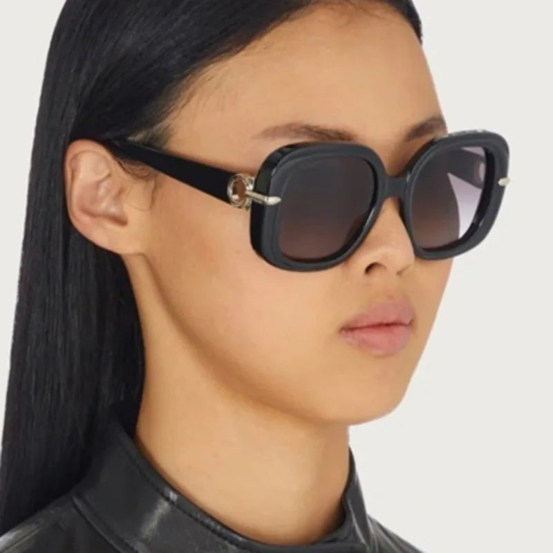 Logo Custom 2025 Vintage Colorful Big Frame Driving Sun Glasses UV400 Oversized Square Women Sunglasses