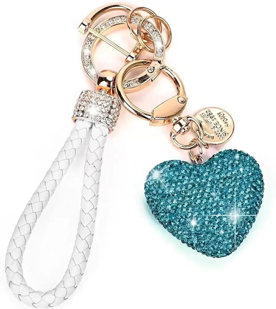 Crystal Fashion Car Keyring for Women Cute Luxury Bling Rhinestone Love Heart Shape Keychain Pendant Keyring Valentines Day Gift