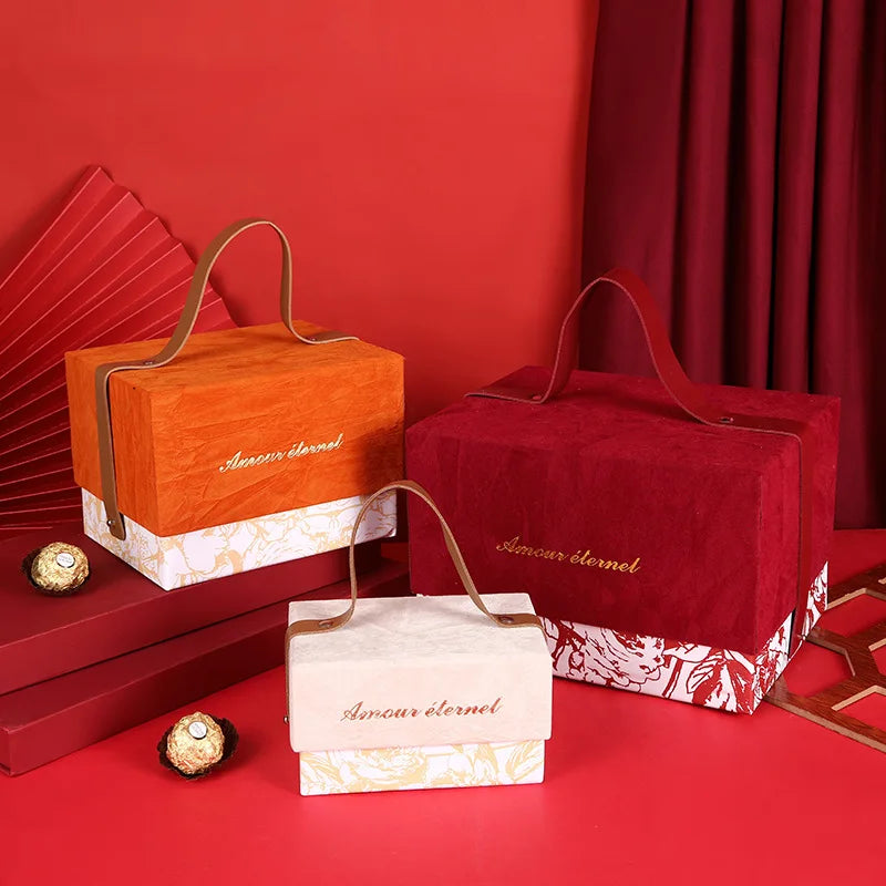 JUXINDA Romantic Retro Velvet Floral Wedding Candy Gift Box Holiday Gift Box Packaging Empty Box High-end