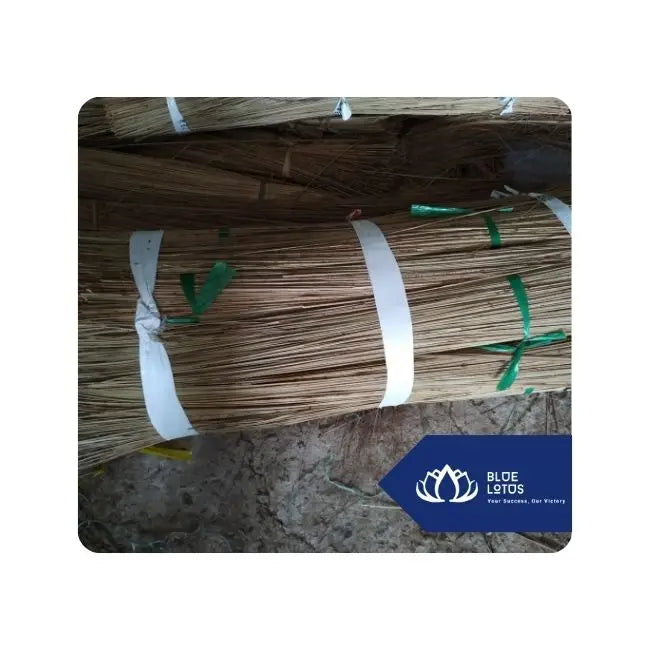 Durable coconut yellow broom with strong nipah stick for traditional daily house cleaning From Blue Lotus Vietnam