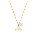 Light Luxury Stainless Steel Ins Niche Design Fishtail Pearl Pendant Necklace Clavicle Chain of Women
