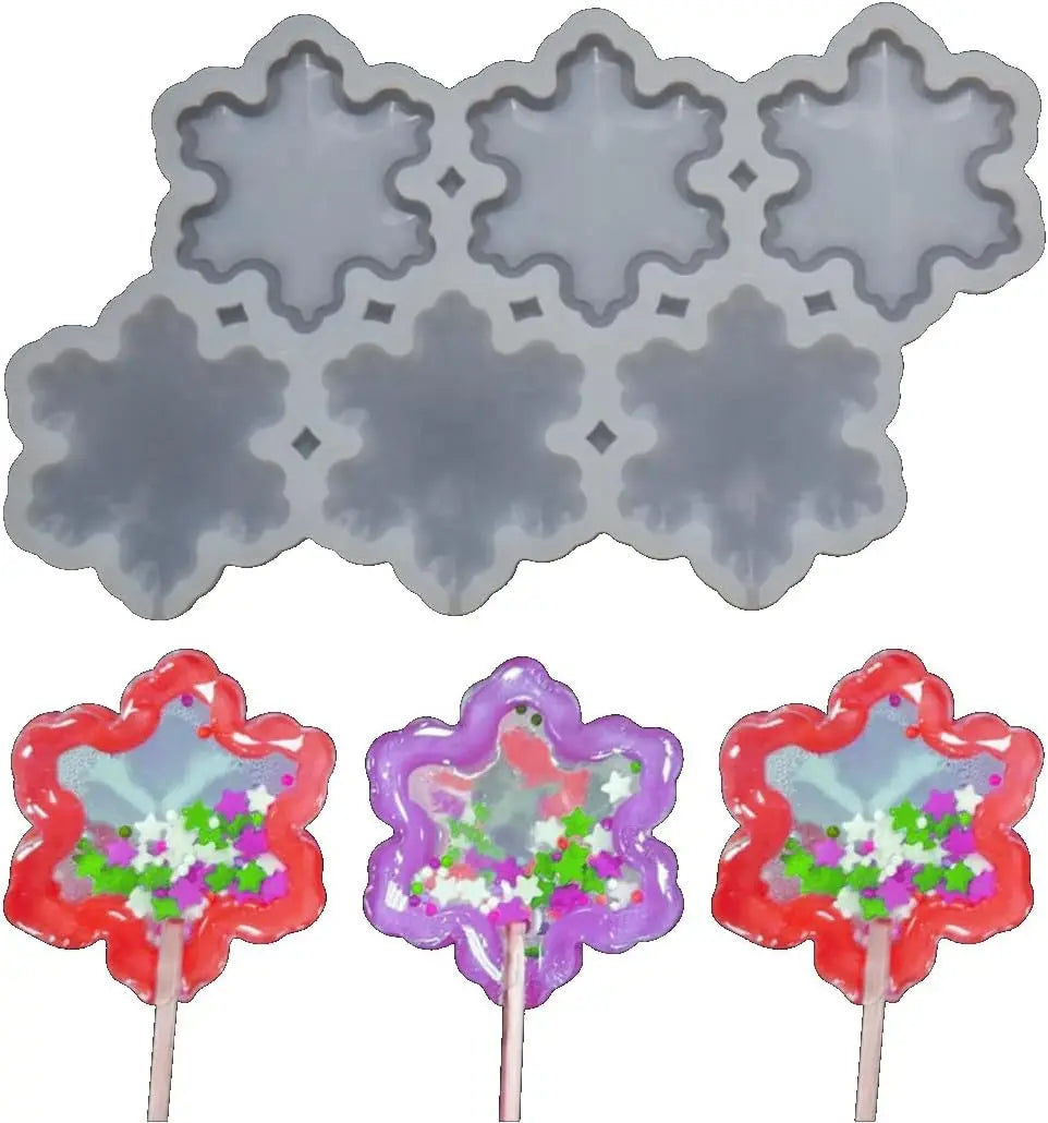 1PC Cartoon Lollipop Silicone Mold Snowflake Handmade Candy Mould Cake Decorating DIY Making Tool