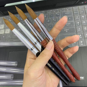 Custom Logo Pure Kolinsky Acrylic Nail Brush Crimped Petal Handle Professional Nail Art Brush