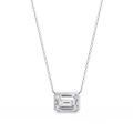 OMKAR JEWELS Fine Platinum Women's IGI Certified 6x8MM 2CT Emerald Cut Moissanite Box Chain Pendant Necklace Platinum Plated