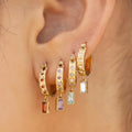 Vintage 925 Sterling Silver Colorful Zircon Square Charm Drop Earrings Diamond Hoop Earrings Women 18K Gold Plated