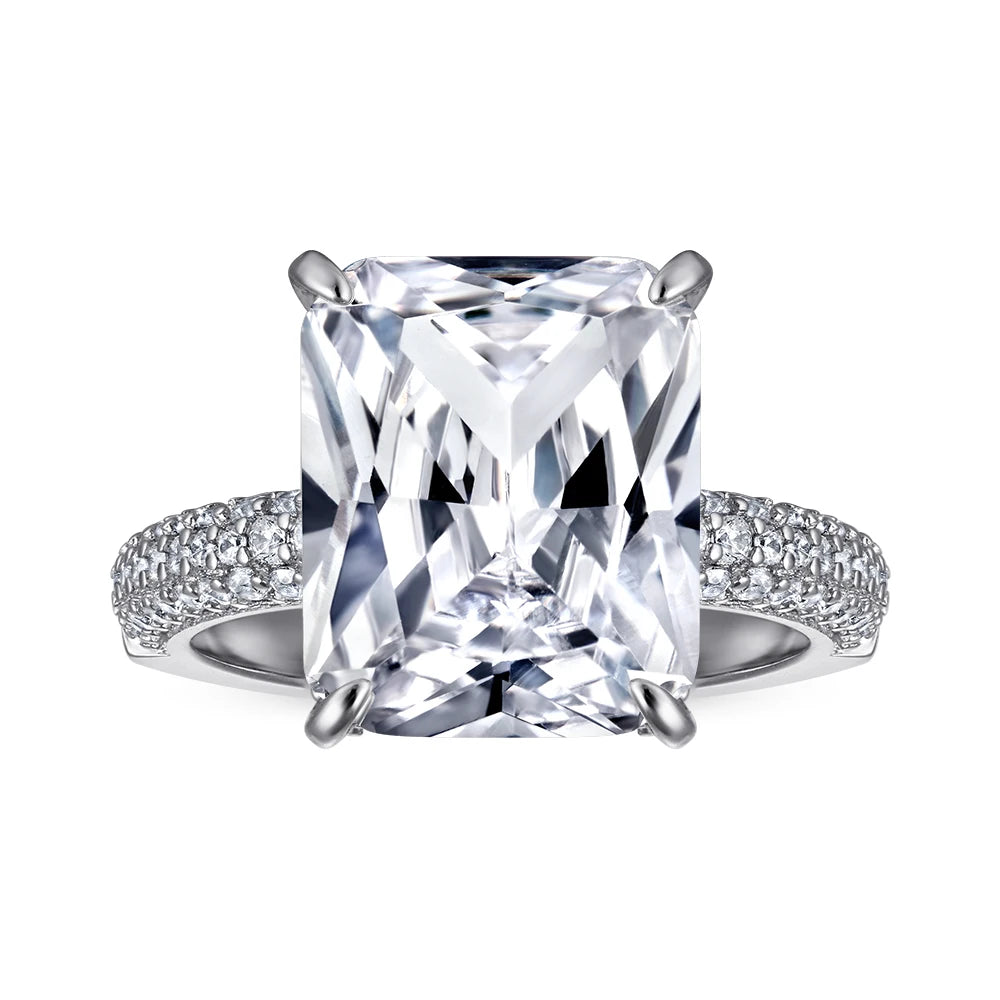 Jewelry Manufacturer Custom S925 Silver Rings Cubic Zircon Women Wedding Ring Gemstone Fashion Jewelry Engagement Ring Set MegaBDM