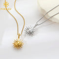 Waterproof Gold Plated Sunflower Pendant Non-Tarnish Stainless Steel Vintage Design Choker Necklace for Women