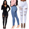 Womens Skinny Jeans Stretch Colombian Butt Lifting Pencil Pants Ripped Straight Leg Trousers Denim Leggings Mom Jeans