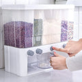 Home Kitchen Automatic  Wall Mounted 5 Grid Dry Food Grain Storage Container Rice Dispenser
