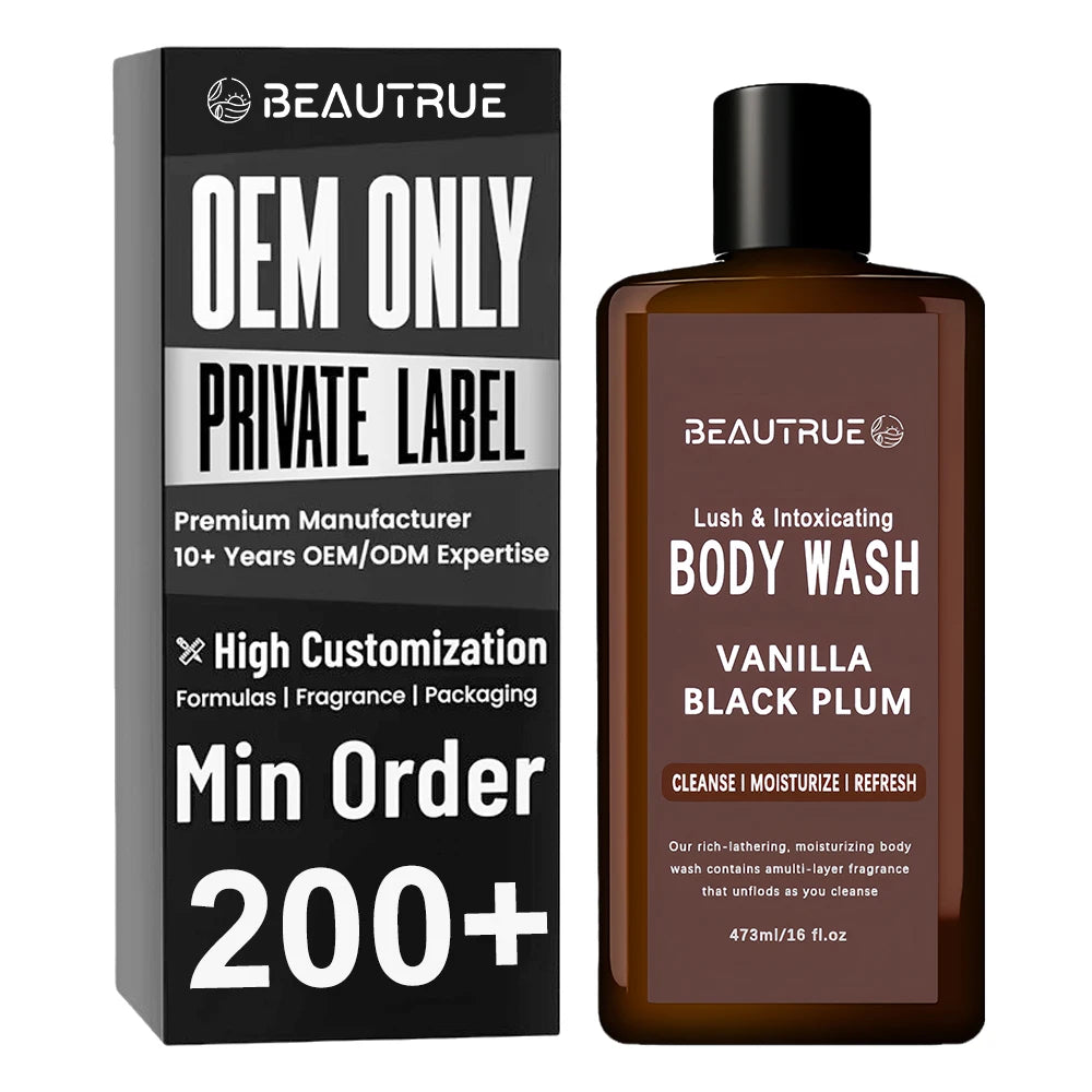 Custom Body Wash Moisturizing Natural Fragrance Shower Gel Skin Care Nourishing Black Plum Warm Incense Madagascar Vanilla