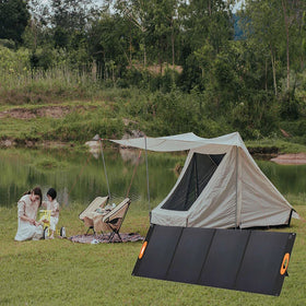400W Foldable Solar Panel All Black Mono Cell 36V >23% Efficiency Waterproof ETFE Lamination Outdoor Camping Emergency
