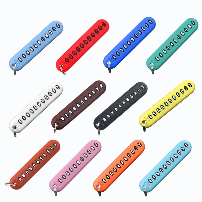 HOT New Car Keychains With Number and Phone Plate Anti-Lost Silicone Vehicle Phone Numbers Keychain Car Accessories Decoration