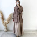 Winter Muslim Sets Pullover Knitted Sweater +Skirt Suit Arab Dubai Turkish Muslim Woman Modest Abaya Robe Burqa 2 Pcs Set